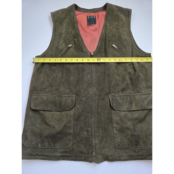 XOE New York Suede Leather Vest Vintage Green Vest Jacket Pockets Size Large - Picture 16 of 16